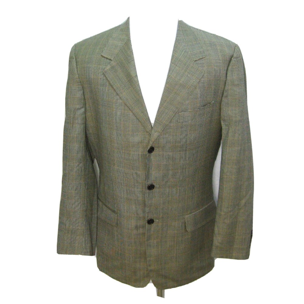 BANANA REPUBLIC Men's (Size 42L) Brown Plaid 100% Italian Wool Sport Coat Jacket